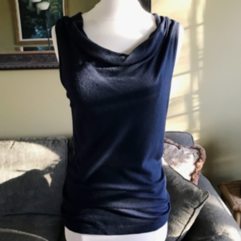 Ann Taylor Cowl neck sleeveless top - Navy